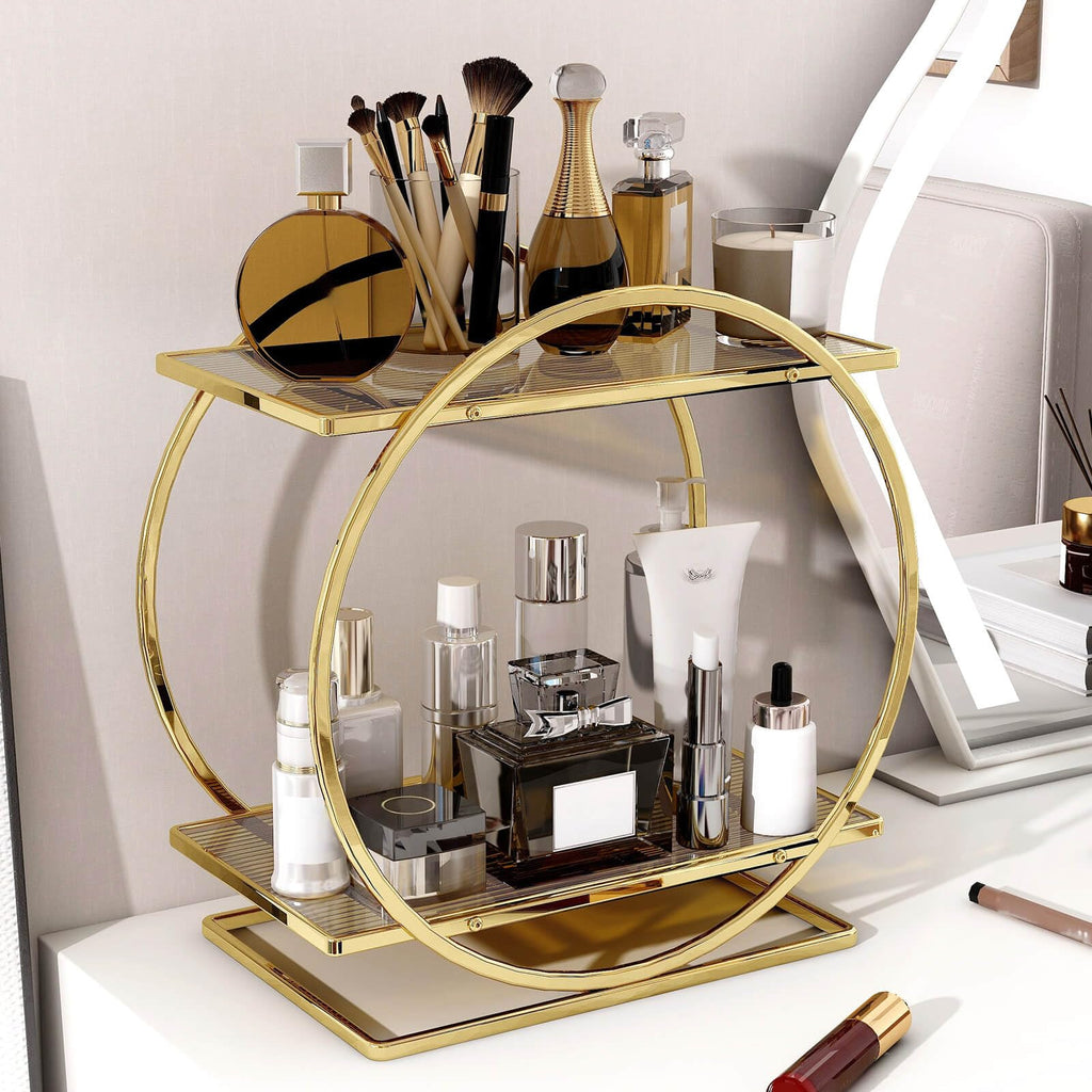 Bathroom Counter Organizer, 2-Tier Black Perfume Organizer Dresser