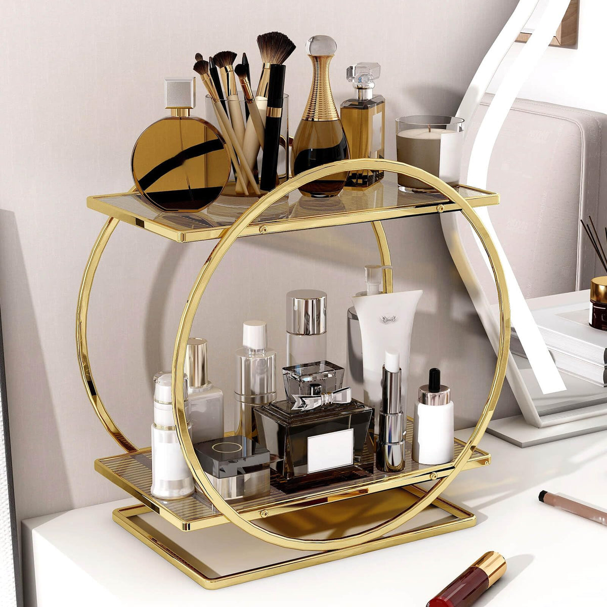 Bathroom Counter Organizer, 2-Tier Black Perfume Organizer Dresser