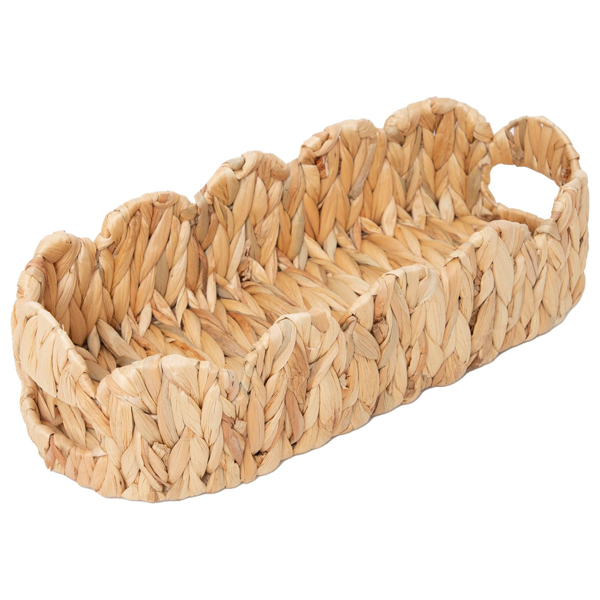 Coeusy Toilet Tank Basket for Bathroom,Scalloped Edge Wicker Basket for Toilet Paper Storage,Small Baskets for Countertop,Shelves,Living Room,Bedroom,Both Organizer&Decor,Natural Water Hyacinth
