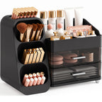 Booklov Small Makeup Organizer for Vanity Countertop, Cream