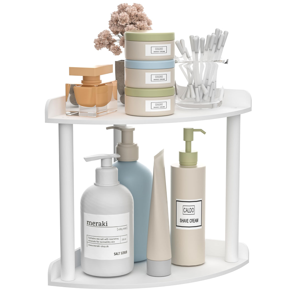 Sezanrpt 2 Tier Countertop Corner Organizer Shelf 7x7x8 Inch, Acrylic Bathroom Organizer Corner Shelf for Countertop, Clear Vanity Storage Organizer for Skincare, Cosmetics, Perfume