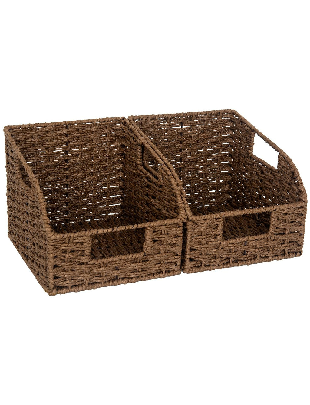 StorageWorks Pantry Baskets for Organizing, Wicker Basket with Built-in Handles, Handwoven Wicker Storage Baskets, Water Hyacinth for Shelves, 2 Pack