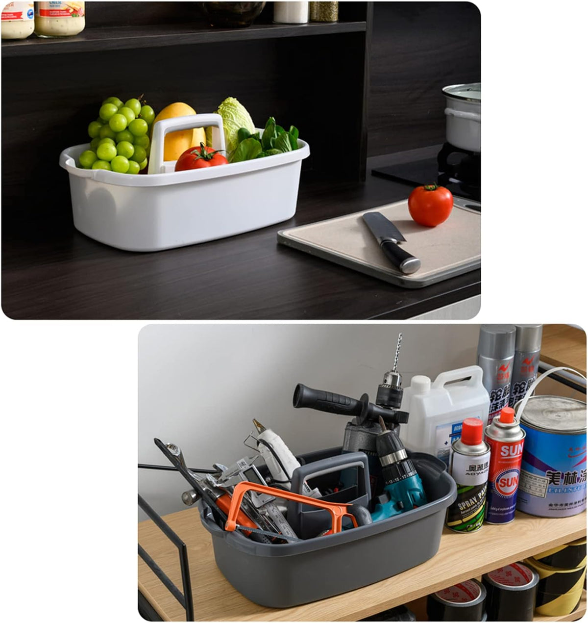 JiatuA Large Cleaning Supplies Caddy Portable Shower Caddy Basket Dark Gray