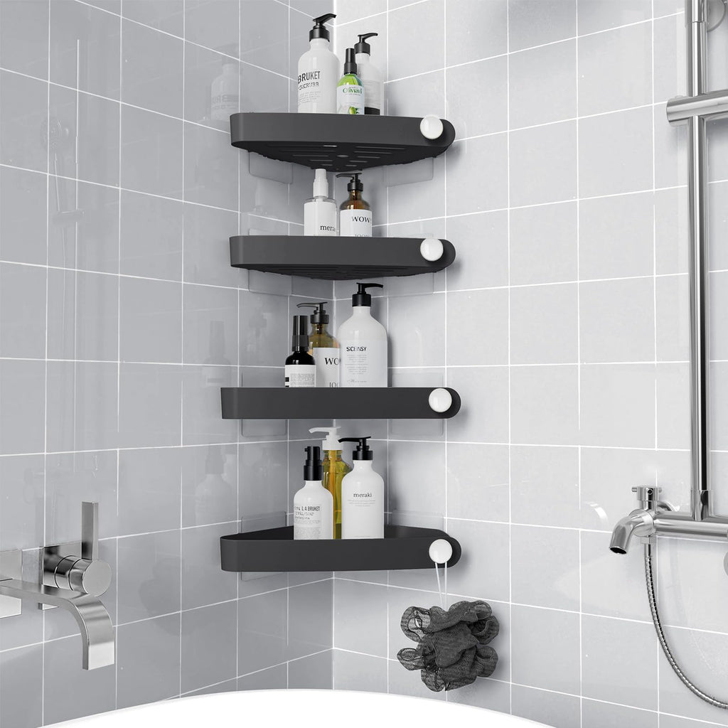 Sotfamily Plastic Shower Caddy Corner (for 90° Only), 4 Pack, Black