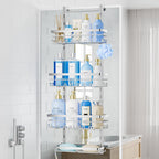 SWTYMIKI Over The Door Shower Caddy - 4 Tier Rustproof Hanging Shower Organizer with Adjustable Shelves, 40 Hooks & Soap Holder, Hanging Shower Rack Storage for Bathroom Accessories, Black