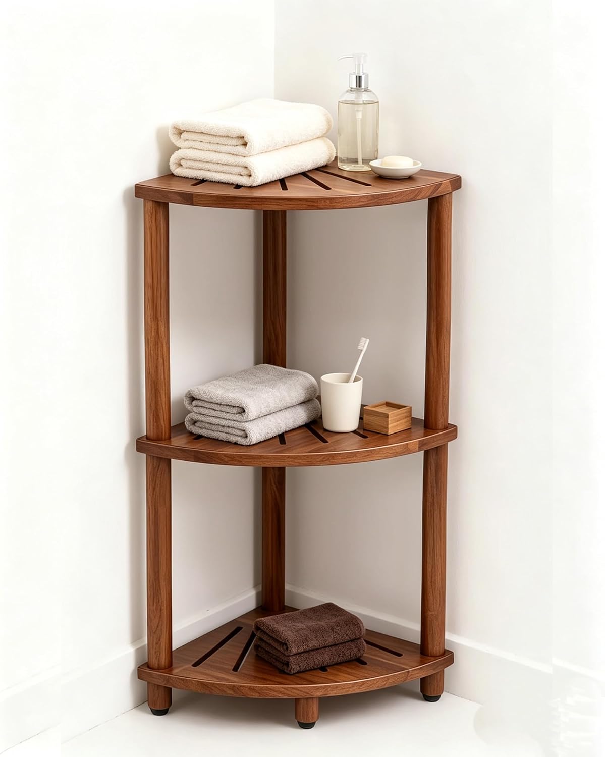Corner Shelf Shower Caddy Stand 3 Tier for Bathroom, Space Saving Shower Organizer Corner Stand, Bathroom Shelves for Inside Shower - Home Decor & Bathroom Storage Acacia