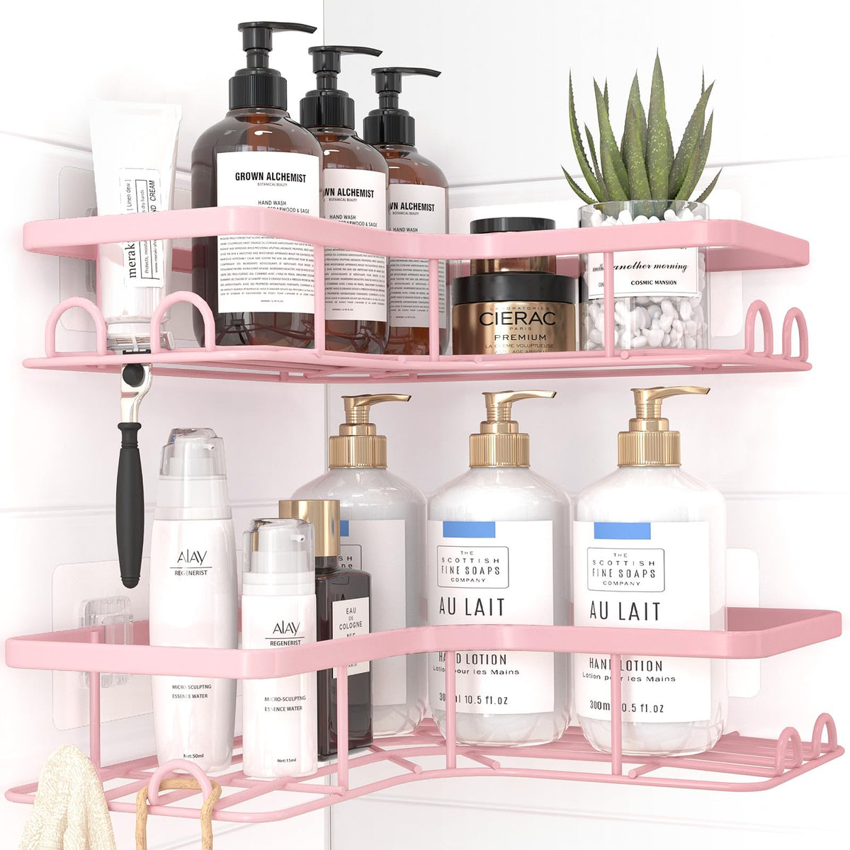 Sakugi Black Corner Shower Caddy Adhesive No Drilling Bathroom Shelves