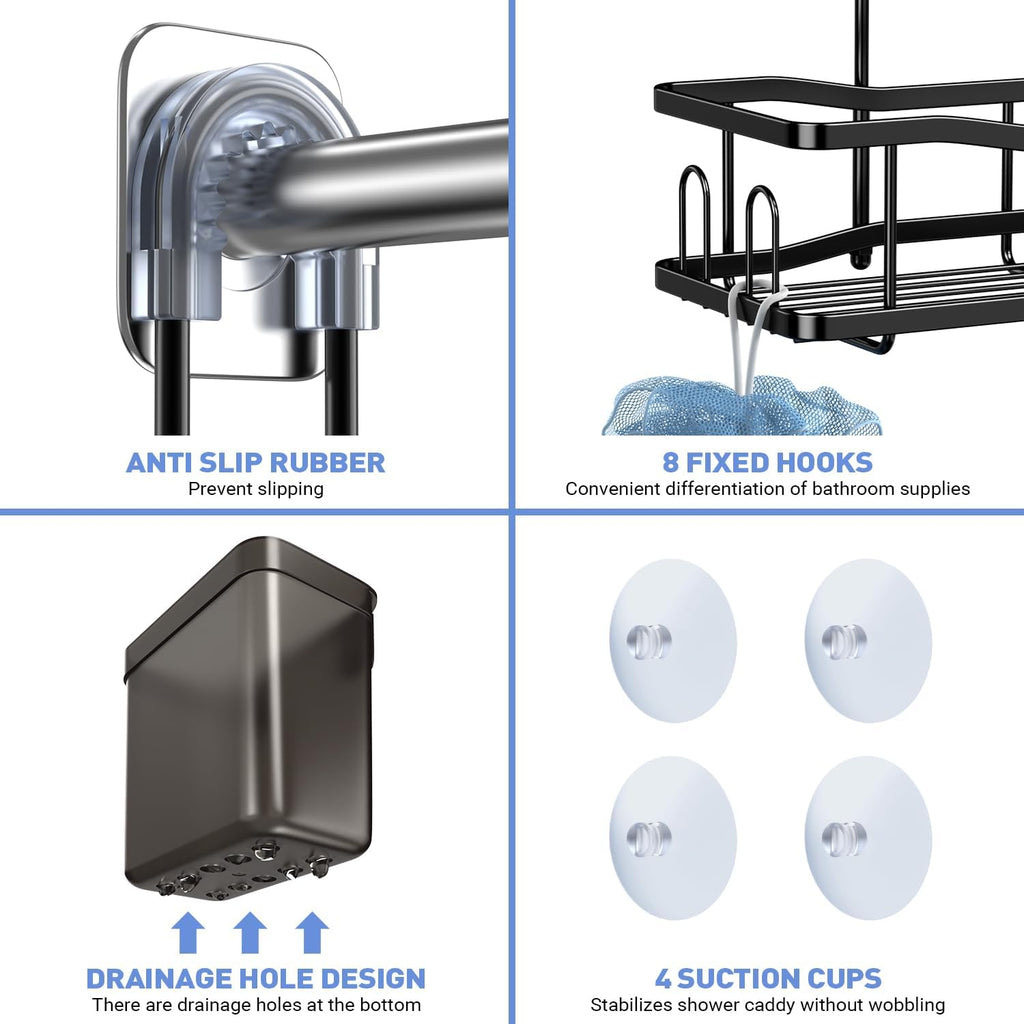 Hanging Shower Caddy Over Shower Head - No Drill Rustproof Shower Rack