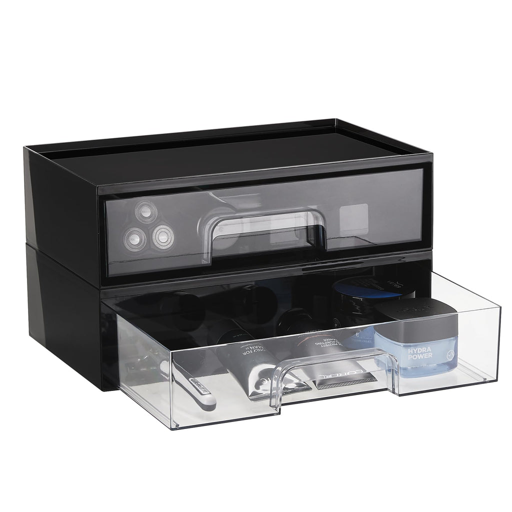 Vtopmart 4 Pack Small Clear Stackable Storage Drawers, Fits Narrow Spaces
