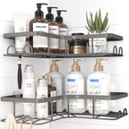 Sakugi Black Corner Shower Caddy Adhesive No Drilling Bathroom Shelves