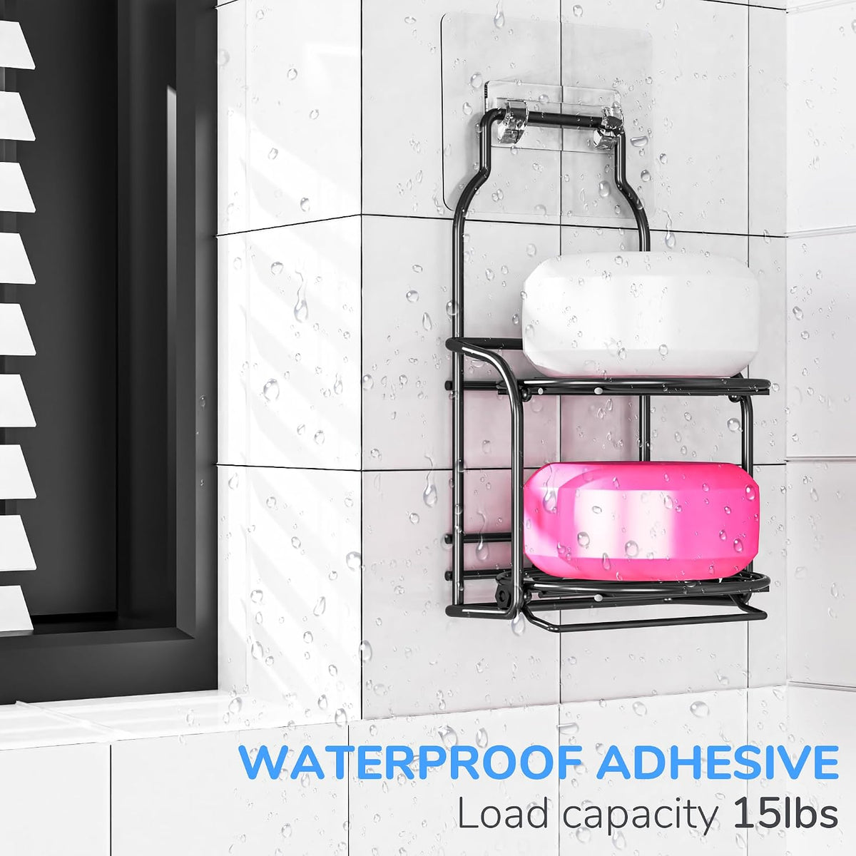 2-Tier Shower Soap Shampoo Bar Holder, Self Adhesive & Freestanding Draining Soap Dish Caddy for Bathroom Kitchen Wall Accesories, Apartment Essentials Decor