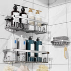 Veken Shower Caddy 6-Pack with Hooks, Bathroom Organizers & Storage, Black