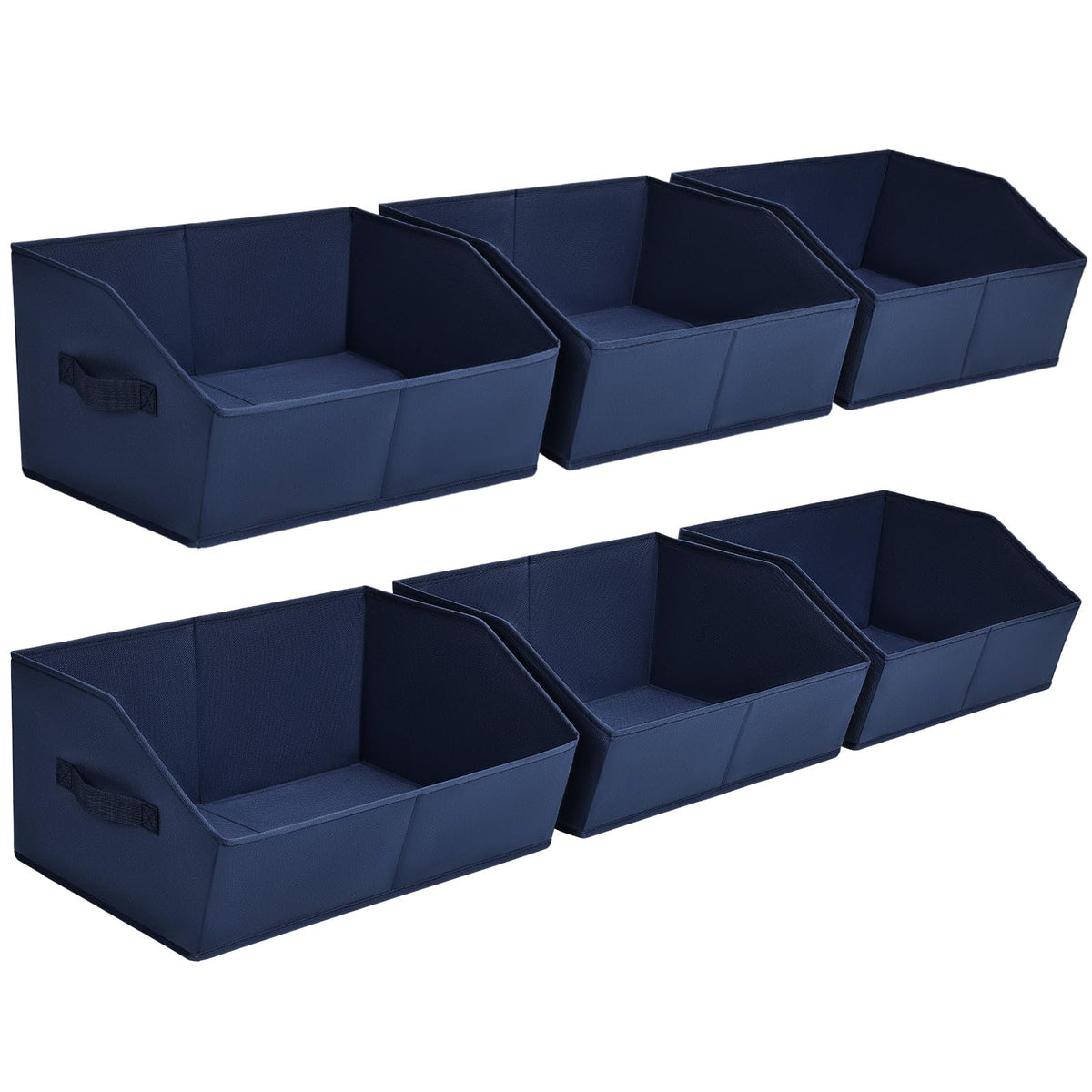 Homsorout Closet Organizers Bins 6 Packs - Large Closet Shelf Organizer with Handles, Fabric Trapezoid Storage Bins, Collapsible Storage Cubes for Clothes, Towels, Light Gray