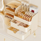 Booklov Small Makeup Organizer for Vanity Countertop, Cream