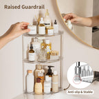 3 Tier Corner Bathroom Counter Organizer, Clear Vanity Makeup Storage Shelf