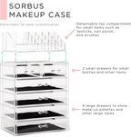 Sorbus Makeup Organizer, 6-Drawer Acrylic 2-Piece Set (Clear)