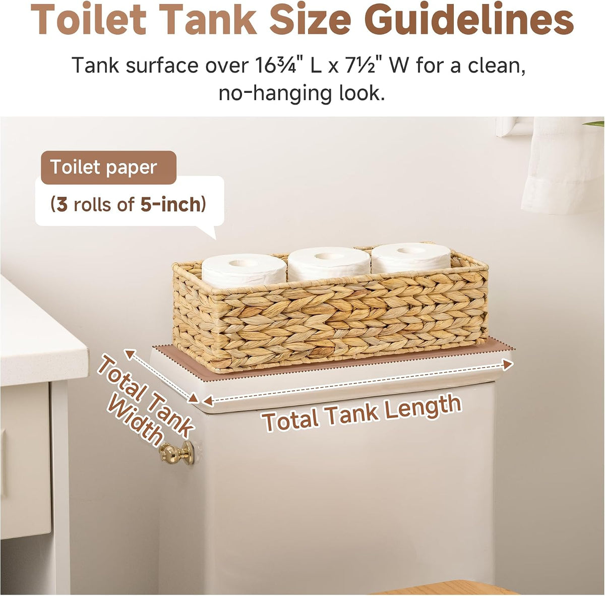 StorageWorks Wicker Toilet Paper Basket, Toilet Tank Basket for Bathroom