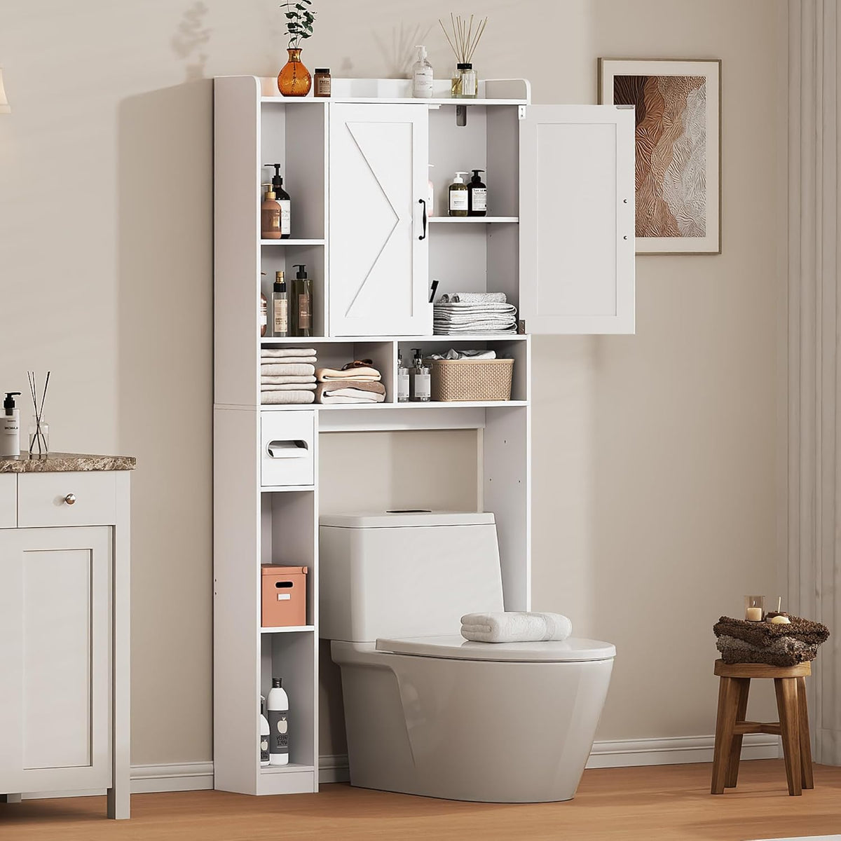 Over the Toilet Storage Cabinet, 31”W Bathroom Organizer
