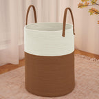 JMvicyroam 60L Cotton Rope Laundry Basket Hamper, Brown