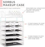 Sorbus Makeup Organizer, 7-Drawer Acrylic 2-Piece Set (Clear)