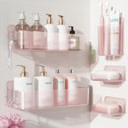 Nieifi Adhesive Shower Shelves, Clear, 5 Pieces