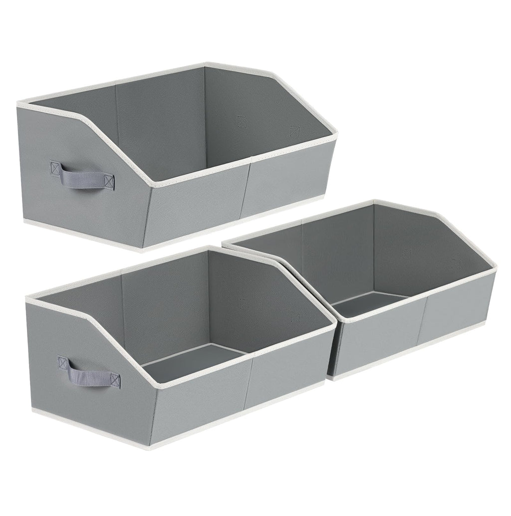 Homsorout Closet Organizers Bins 6 Packs - Large Closet Shelf Organizer with Handles, Fabric Trapezoid Storage Bins, Collapsible Storage Cubes for Clothes, Towels, Light Gray
