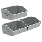 Homsorout Closet Organizers Bins 6 Packs - Large Closet Shelf Organizer with Handles, Fabric Trapezoid Storage Bins, Collapsible Storage Cubes for Clothes, Towels, Light Gray