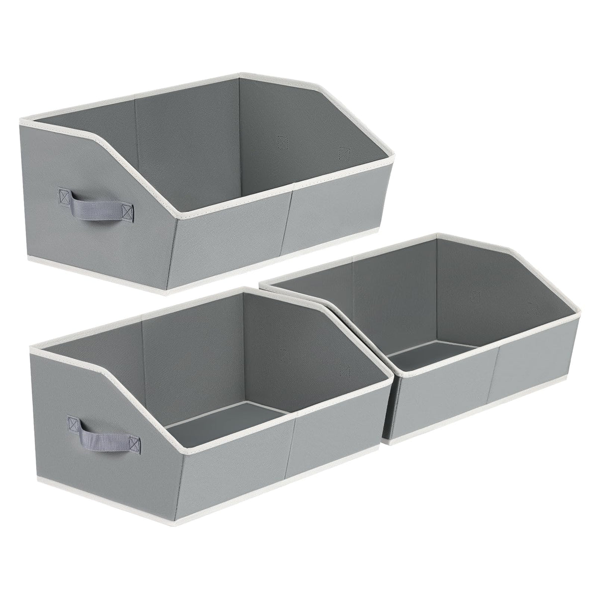 Homsorout Closet Organizers Bins 6 Packs - Large Closet Shelf Organizer with Handles, Fabric Trapezoid Storage Bins, Collapsible Storage Cubes for Clothes, Towels, Light Gray