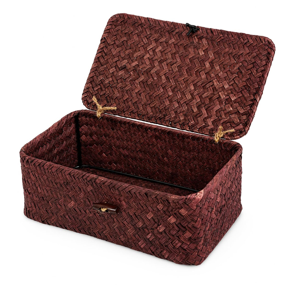 Wicker Storage Basket with Lid, Seagrass Storage Baskets for Organizing