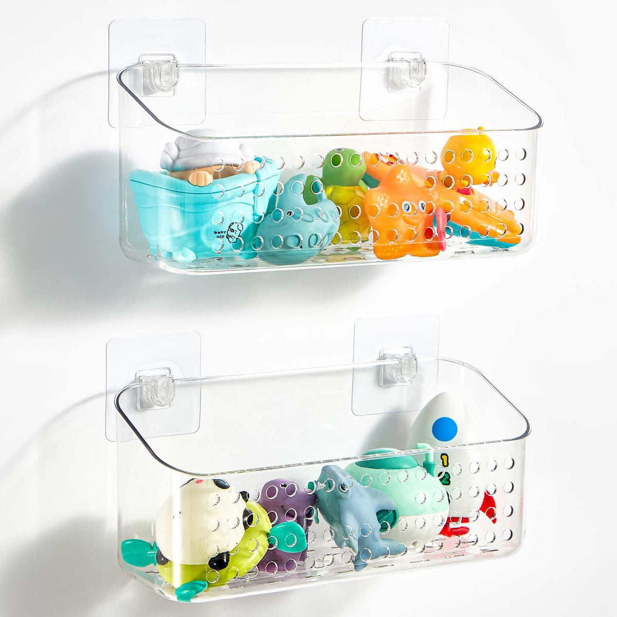 Bath Toy Storage Holder, 2 Pack Clear Bathtub Shower Caddy Shower Organizer