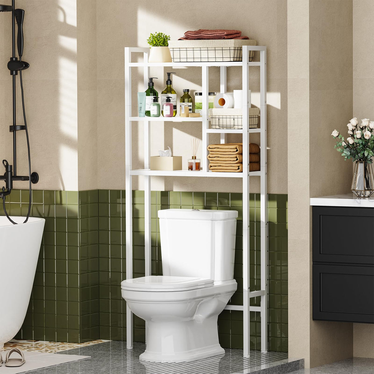 Asgolion Over-The-Toilet Storage Rack, 3-Tier Bathroom Shelves Over Toilet