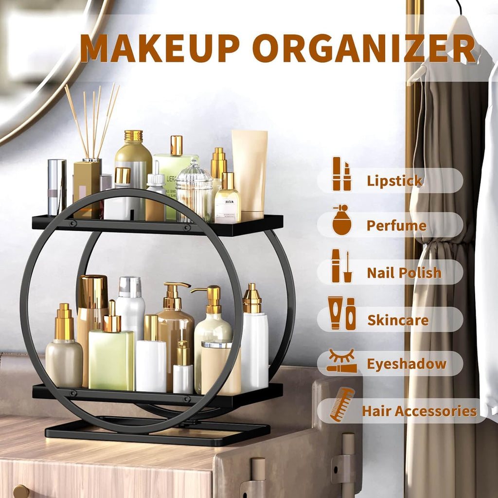 Bathroom Counter Organizer, 2-Tier Black Perfume Organizer Dresser