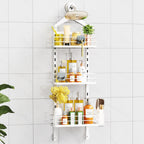 ODesign 4 Tier Adjustable Shower Organizer Hanging Over Showerhead Black