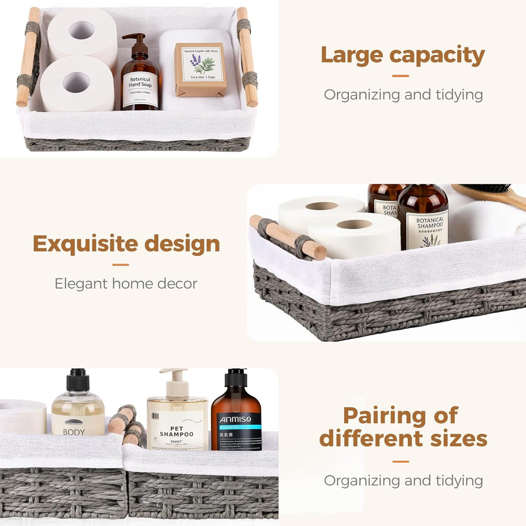 HomeHacks 2 Pack Storage Basket Toilet Paper Rope Baskets for Organizing