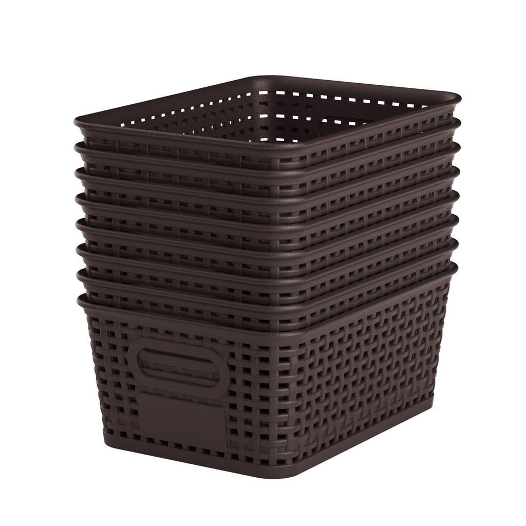 6 Pack Plastic Storage Baskets with Lid,White Stackable Bins