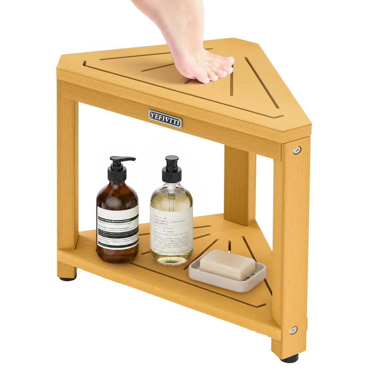 Corner Shower Stool 14in Small Bench Storage Shelf White