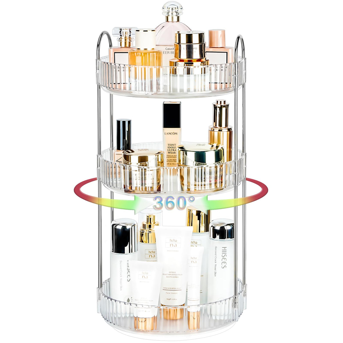 360 Rotating Makeup Organizer, 2 Tier Lazy Susan Bathroom Counter Organizer, Skincare Organizers, Spinning Perfume Organizer & Vanity Organizer Countertop (Classic Grey, 2 Tier)