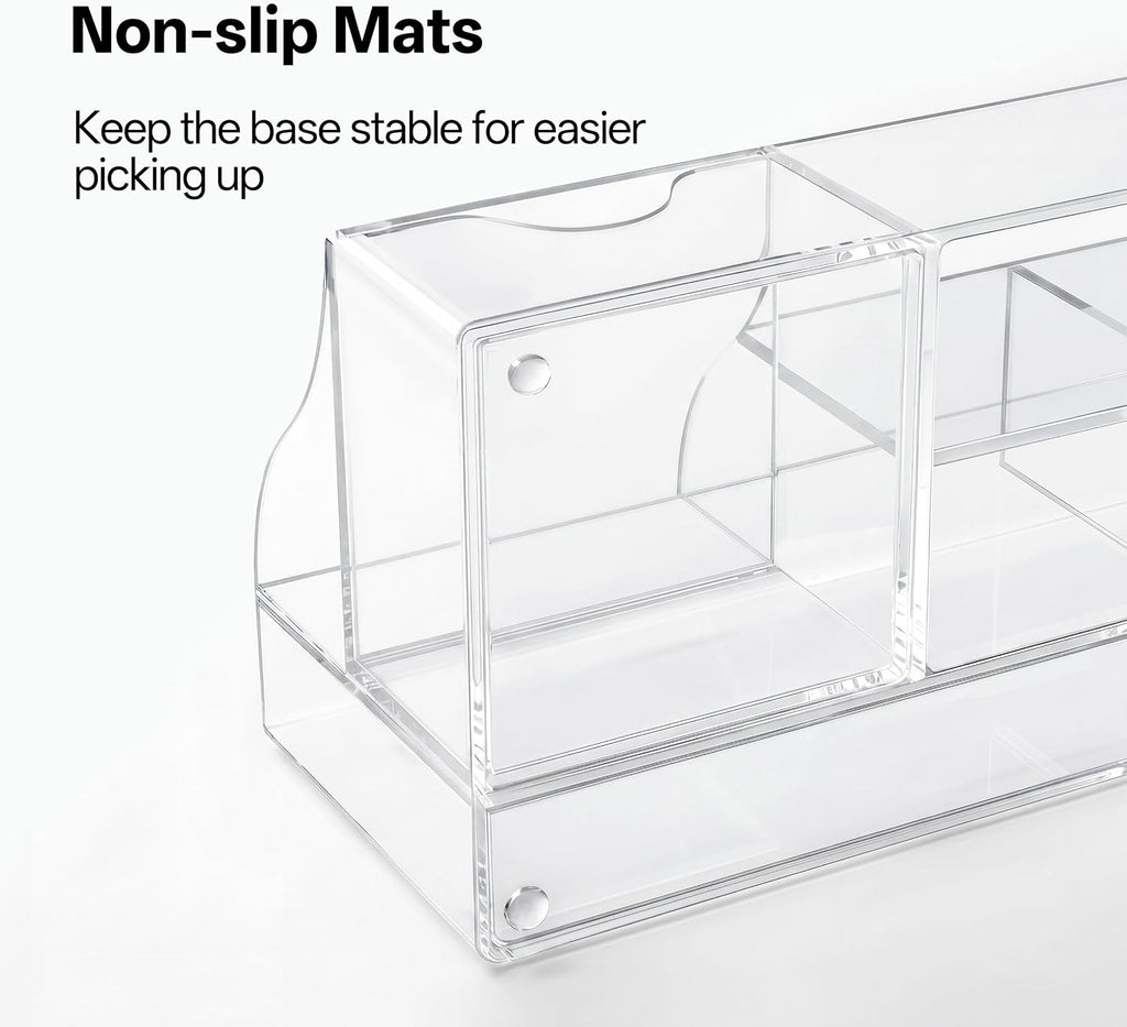 HBlife Makeup Organizer with Drawer – Cosmetic Storage for Vanity, Bathroom Countertop & Dresser, Skincare Organizer with Brush Holder, Beauty Display Case (Clear)