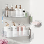 Nieifi Adhesive Shower Shelves, Clear, 5 Pieces