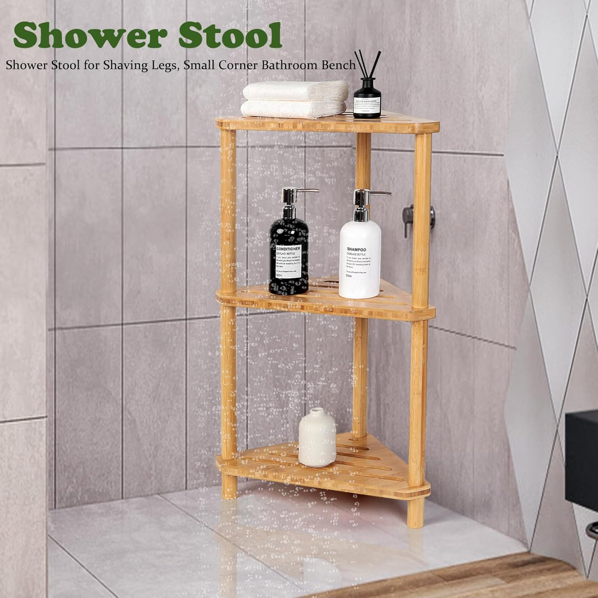 Corner Shelf Shower Caddy Stand 3-Tier,Standing Bathroom Organizer