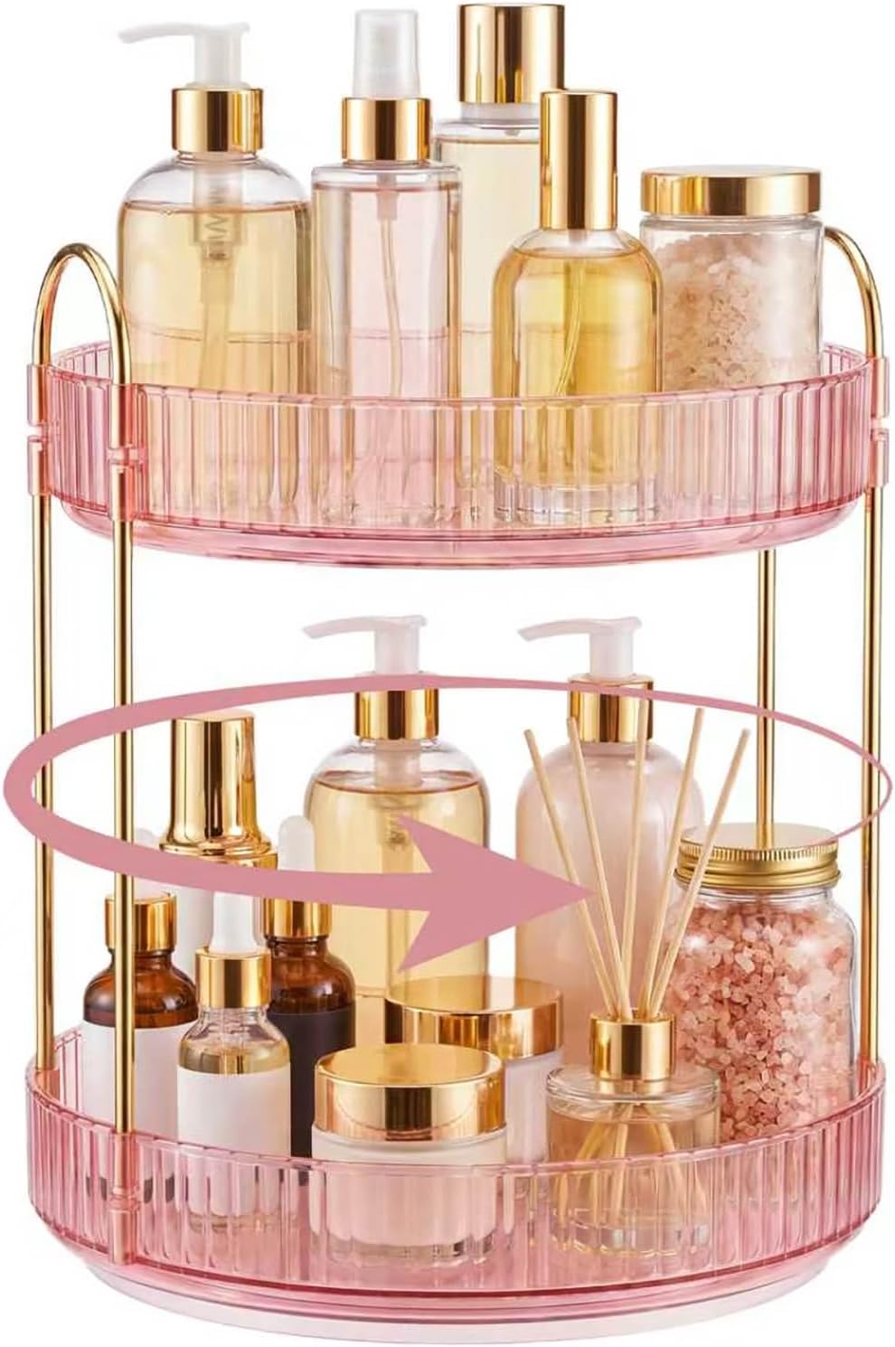 Rotating Makeup Organizer Countertop, Bathroom Lazy Susan Tray Stand