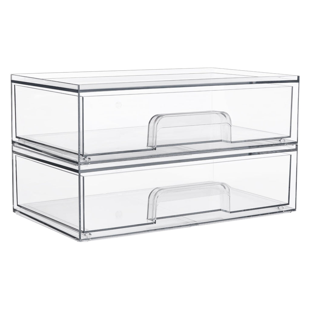 Vtopmart 4 Pack Small Clear Stackable Storage Drawers, Fits Narrow Spaces
