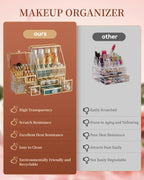 CoralHouse Glass Makeup Organizer with Brush Holder for Vanity