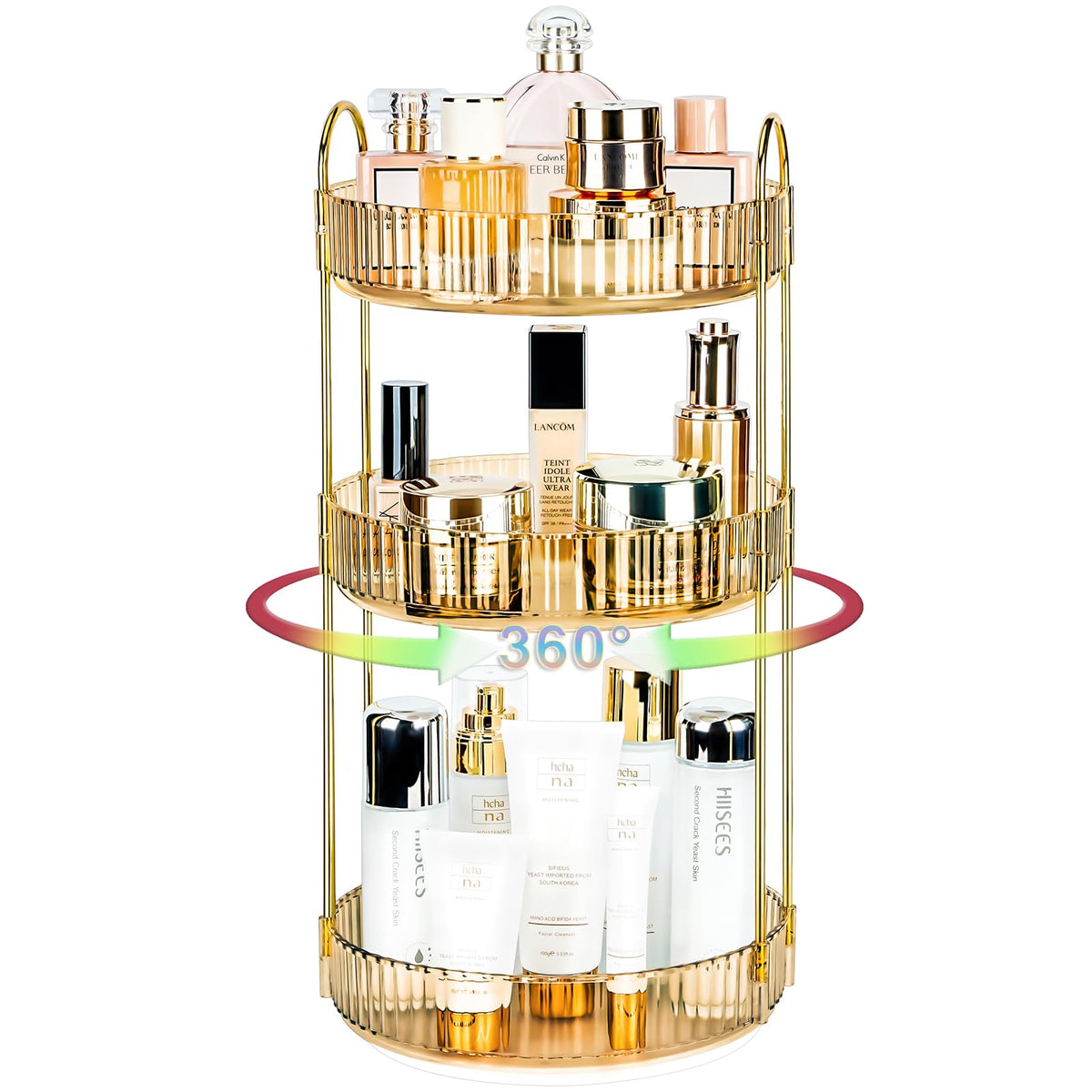 360 Rotating Makeup Organizer, 2 Tier Lazy Susan Bathroom Counter Organizer, Skincare Organizers, Spinning Perfume Organizer & Vanity Organizer Countertop (Classic Grey, 2 Tier)