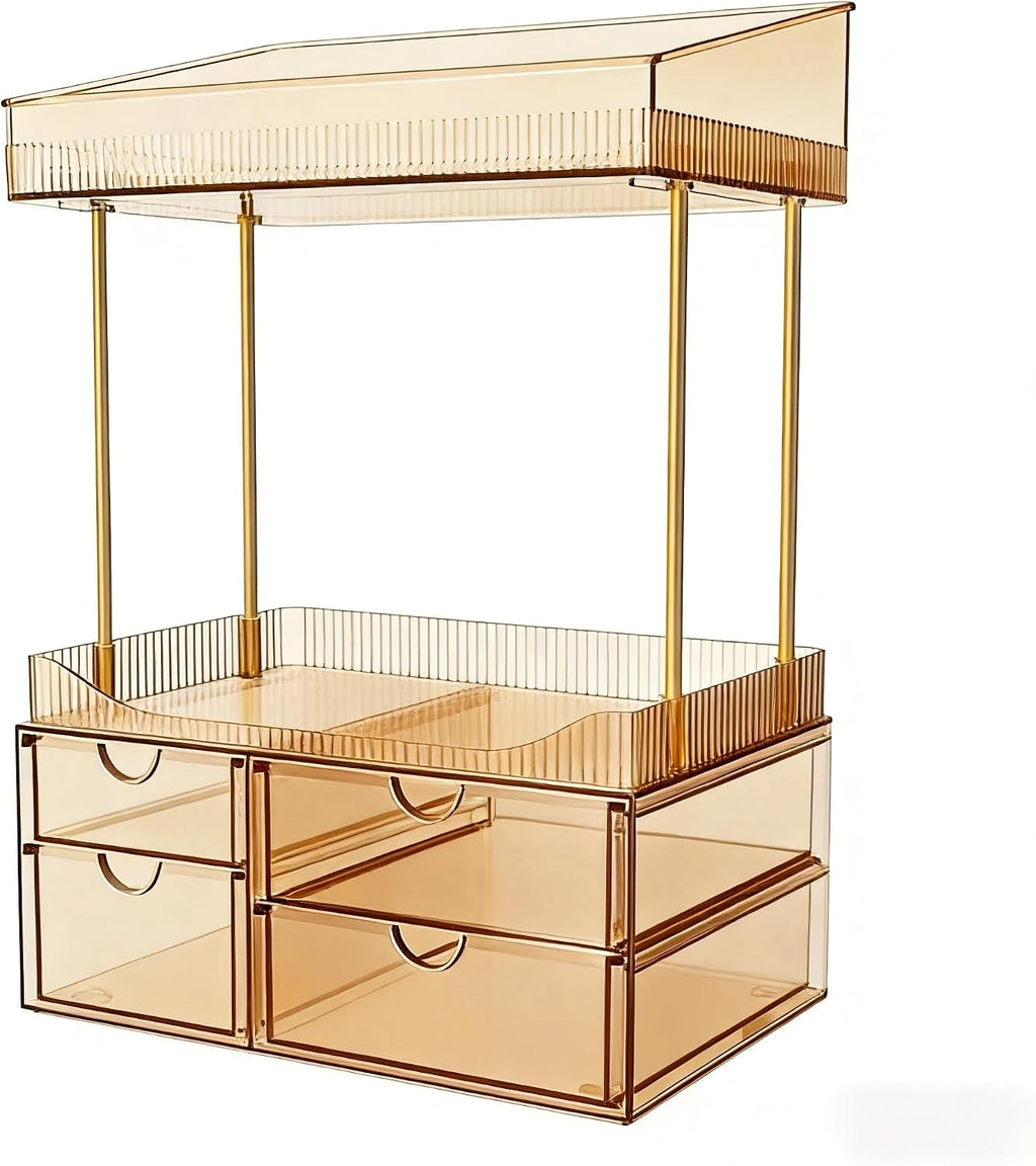 SNSLXH 4-Tier Clear Makeup Organizer Bathroom Storage