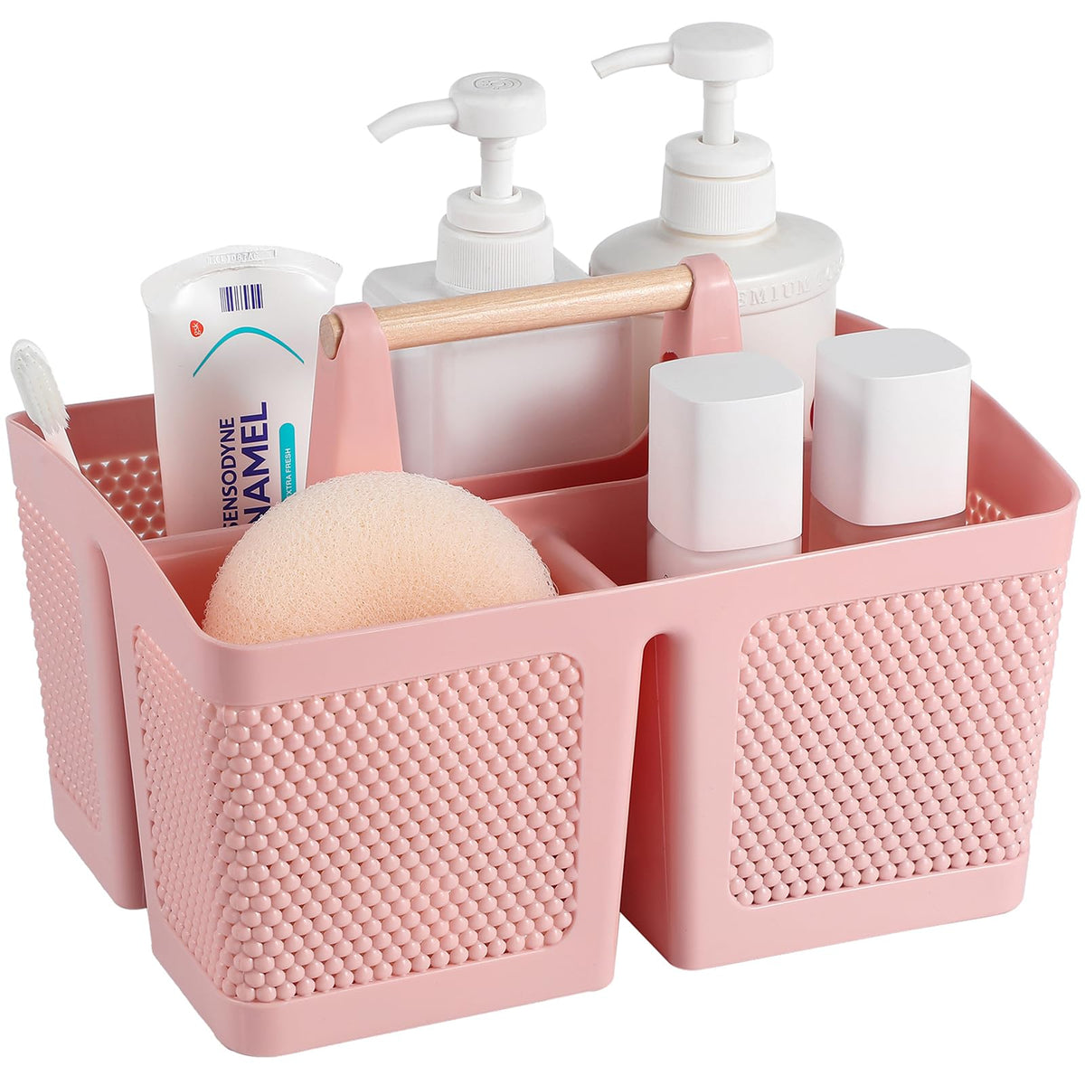 rejomiik Portable Shower Caddy Basket Plastic Cleaning Caddy Organizer Storage Tote with Handle for Bathroom, College, Dorm Room Essentials, White