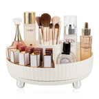 360 Rotating Makeup Perfume Organizer Skincare Tray, Small Ivory White