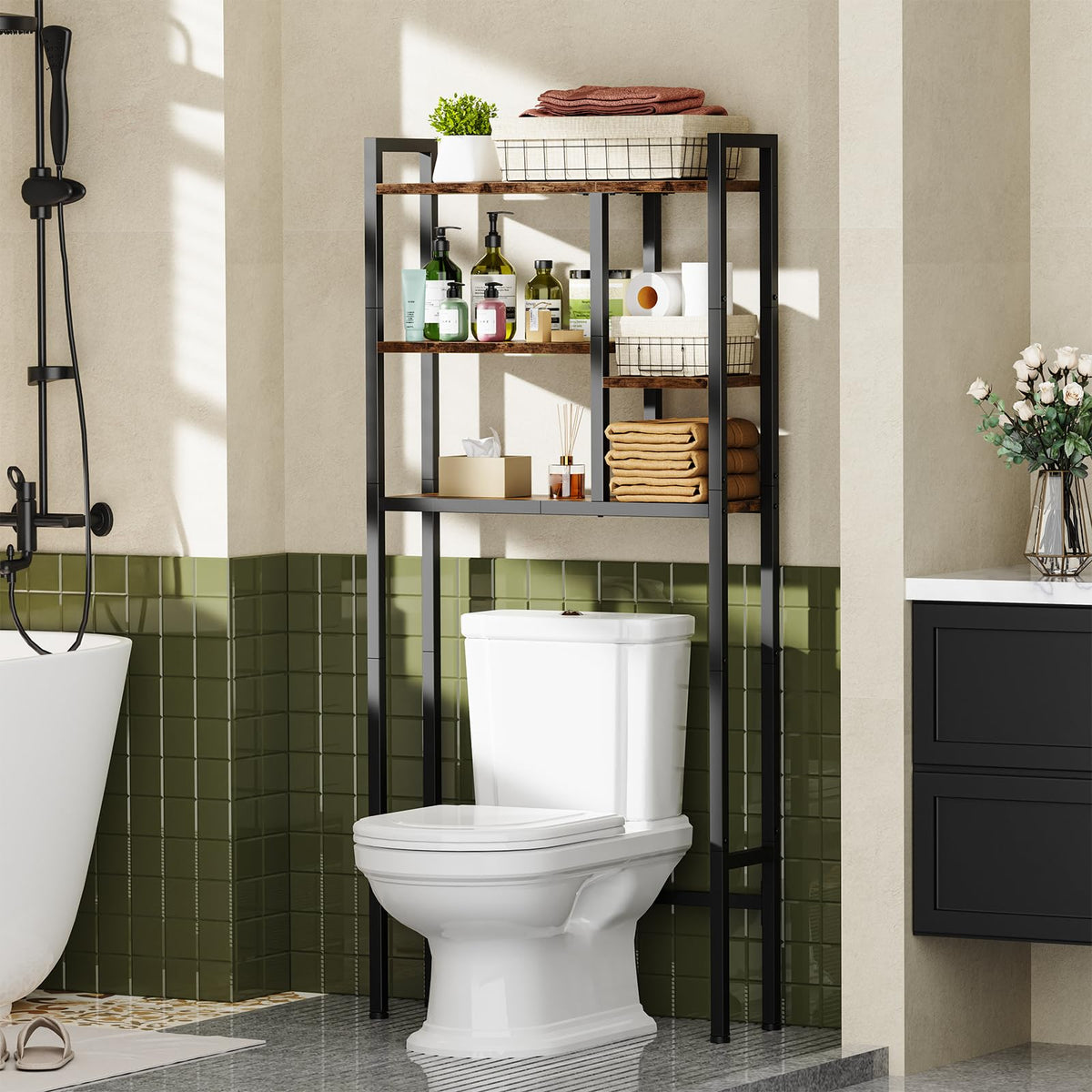 Asgolion Over-The-Toilet Storage Rack, 3-Tier Bathroom Shelves Over Toilet