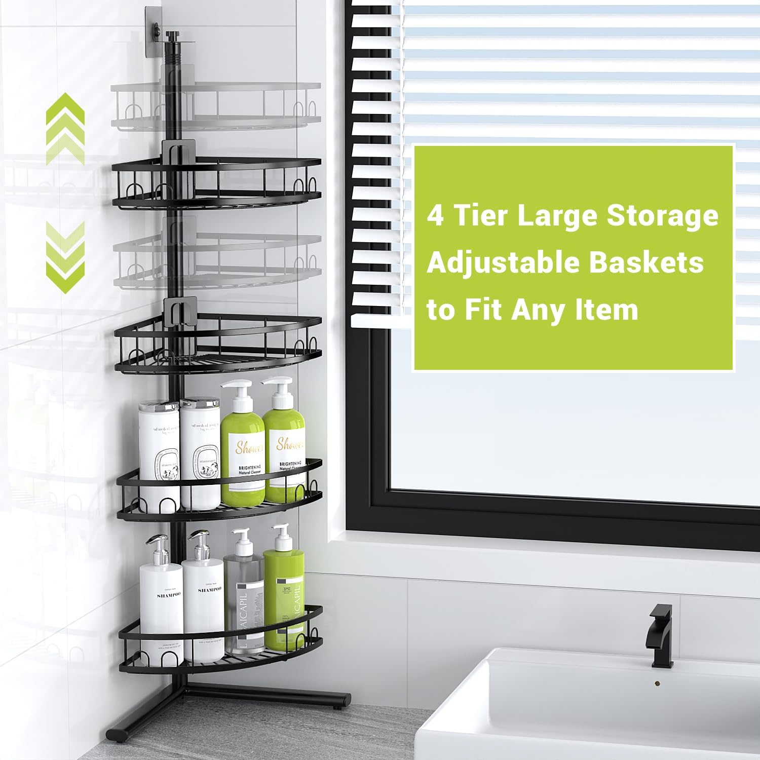 Standing Shower Caddy Corner - Rustproof Bathroom Shower Stand Shelf