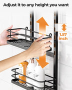 ODesign 4 Tier Adjustable Shower Organizer Hanging Over Showerhead Black